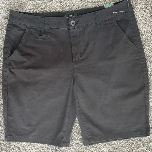 Aeropostale Black Shorts skinny cotton stretch women’s size 10 Long - Picture 3 of 13